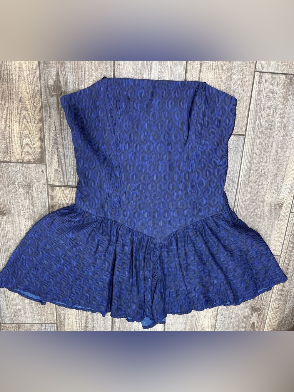 Hutch Strapless Blue Textured Skort